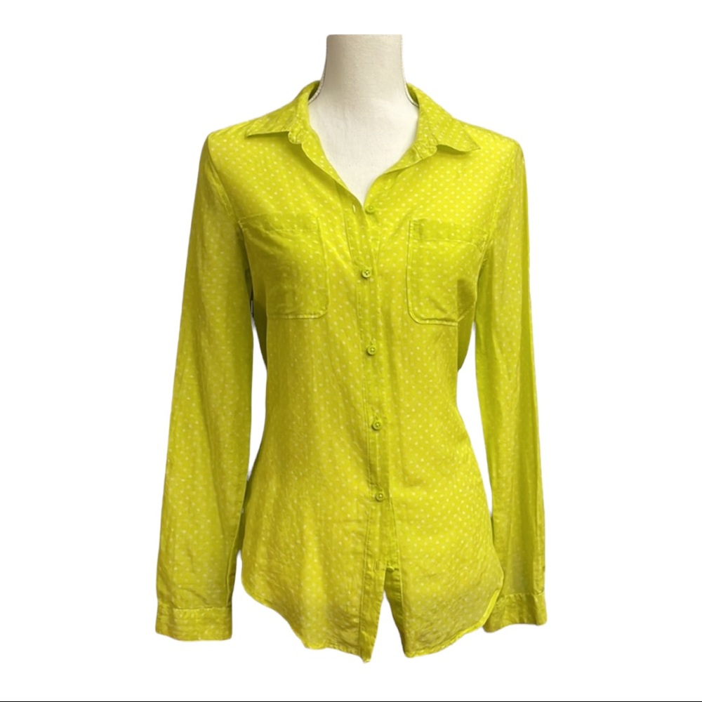 LOFT Spring Green Sheer Button Down Lightweight Blouse. Size S